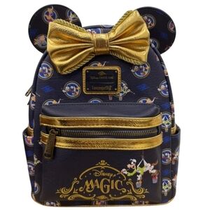 Loungefly Navy Gold Disney Magic Mini Backpack